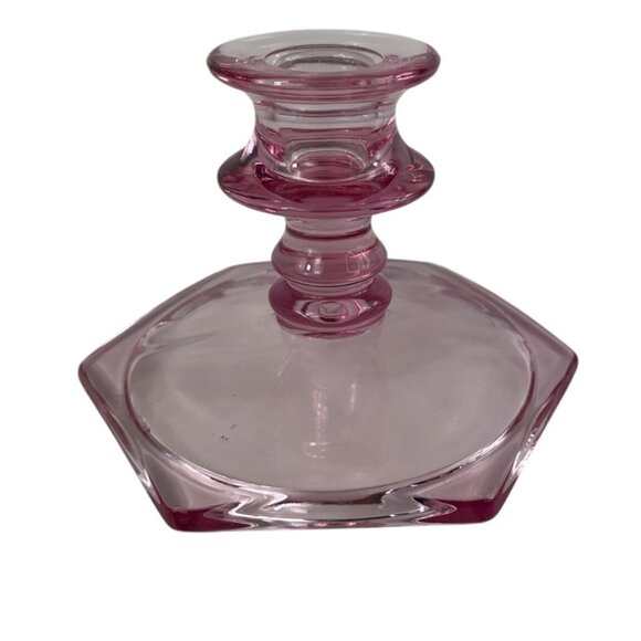 Vintage Pair of Pink Depression Glass Candle Holders - Picture 2 of 11